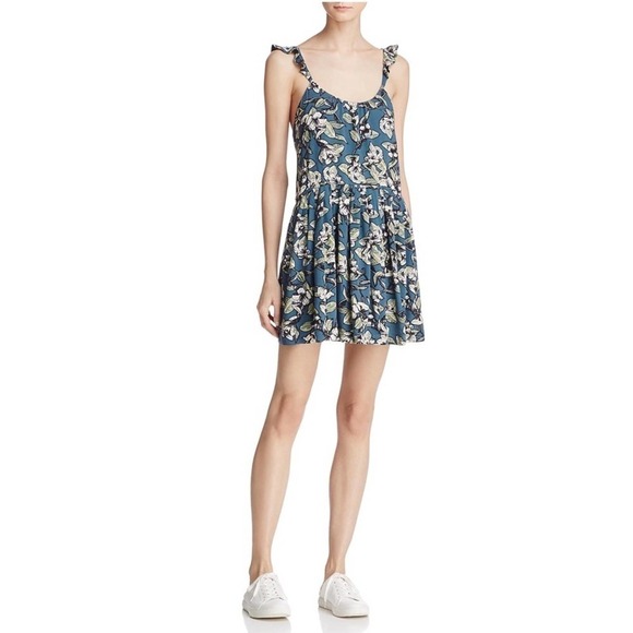 Free People Teal Floral Slip Pleated Mini Dress Size Small NWT - Picture 1 of 8